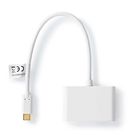 USB Multi-Port Adapter | USB 3.2 Gen 1 | USB-C™ Male | 2x USB-A | 5 Gbps | 0.20 m | Round | Nickel Plated | PVC | White | Polybag