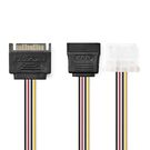 Internal Power cable | SATA 15-Pin Male | Molex Female / SATA 15-Pin Female | Gold Plated | 0.20 m | Round | PVC | Multi Colour | Envelope