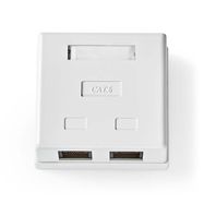 Network Wall Box | On-Wall | 2 port(s) | UTP CAT6 | Straight | Female | Gold Plated | PVC | White | Envelope