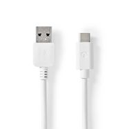 USB Cable | USB 3.2 Gen 1 | USB-A Male | USB-C™ Male | 60 W | 5 Gbps | Nickel Plated | 1.00 m | Round | PVC | White | Box