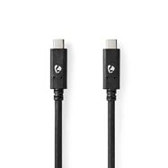 USB Cable | USB 3.2 Gen 2 | USB-C™ Male | USB-C™ Male | 100 W | 4K@60Hz | 10 Gbps | Nickel Plated | 1.00 m | Round | PVC | Black | Box