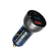 Автомобильное быстрое зарядное устройство 12-24V 65W USB + USB-C QC4.0 PD3.0 с индикацией напряжения, тока