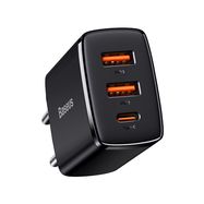 Настенное быстрое зарядное устройство 30W 2xUSB + USB-C QC3.0 PD3.0, черный