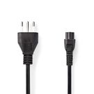 Power Cable | Italy Male | IEC-320-C5 | Straight | Straight | Nickel Plated | 2.00 m | Round | PVC | Black | Label