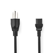 Power Cable | USA Male | IEC-320-C13 | Straight | Straight | Nickel Plated | 2.00 m | Round | PVC | Black | Label