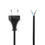 Power Cable | Euro Male | Open | Straight | Straight | Nickel Plated | 3.00 m | Flat | PVC | Black | Label