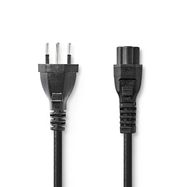 Power Cable | CH Type 12 | IEC-320-C5 | Straight | Straight | Nickel Plated | 2.00 m | Round | PVC | Black | Envelope