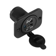 Montuojamas automobilinis įkroviklis 12-24V 2xUSB su tvirtinimo rėmeliu