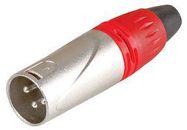 XLR PLUG 3 PIN SILVER-RED