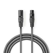 DMX Adapter Cable | XLR 3-Pin Male | XLR 3-Pin Female | Nickel Plated | 3.00 m | Round | PVC | Dark Grey | Carton Sleeve