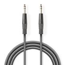 Stereo Audio Cable | 6.35 mm Male | 6.35 mm Male | Nickel Plated | 3.00 m | Round | Dark Grey | Carton Sleeve