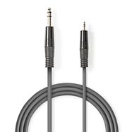 Stereo Audio Cable | 6.35 mm Male | 3.5 mm Male | Nickel Plated | 1.50 m | Round | Dark Grey | Carton Sleeve