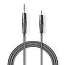 Stereo Audio Cable | 6.35 mm Male | 3.5 mm Male | Nickel Plated | 3.00 m | Round | Dark Grey | Carton Sleeve