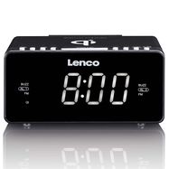 Stereo FM Clock Radio with USB and Qi Wireless Smartphone charging Black