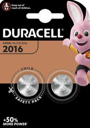 Литиевая батарея CR2016, 3V Duracell (2 шт. В упаковке)