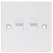 SHUTTERED KEYSTONE FACEPLATE, 2PORT, WHT
