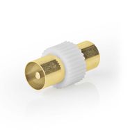 Satellite & Antenna Adapter | IEC (Coax) Male | IEC (Coax) Male | Gold Plated | 75 Ohm | Straight | Metal / Plastic | White | 1 pcs | Box