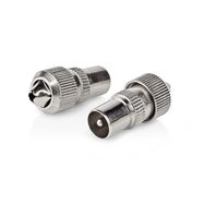 IEC (Coax) Connector | Straight | Male | Nickel Plated | 75 Ohm | Screw | Cable input diameter: 7.0 mm | Metal | Silver | 2 pcs | Box