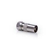 Satellite & Antenna Adapter | F Male | IEC (Coax) Male | Nickel Plated | 75 Ohm | Straight | Metal | Silver | 1 pcs | Box