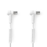 Coax Cable | IEC (Coax) Male | IEC (Coax) Female | Nickel Plated | 120 dB | 75 Ohm | Quad Shielded | 1.50 m | Round | PVC | White | Label