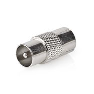 Satellite & Antenna Adapter | IEC (Coax) Male | IEC (Coax) Female | Nickel Plated | 75 Ohm | Straight | Metal | Silver | 1 pcs | Envelope