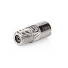 Satellite & Antenna Adapter | F Female | IEC (Coax) Female | Nickel Plated | 75 Ohm | Straight | Metal | Silver | 10 pcs | Envelope