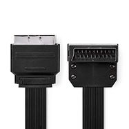 SCART Cable | SCART Male | SCART Male | Nickel Plated | 480p | 2.00 m | Flat | PVC | Black | Envelope