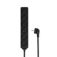 Extension Socket | Type E (CEE 7/6) | 6-Way | 1.50 m | 3680 W | 16 A | Kind of grounding: Pin Earth | 230 V AC 50/60 Hz | Socket angle: 45 ° | H05VV-F 3G1.5mm² | Black