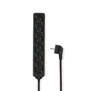 Extension Socket | Type F (CEE 7/7) | 6-Way | 3.00 m | 3680 W | 16 A | Kind of grounding: Side Contacts | 230 V AC 50/60 Hz | Socket angle: 45 ° | H05VV-F 3G1.5mm² | Black