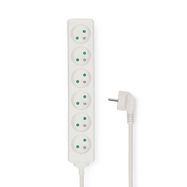 Extension Socket | Type F (CEE 7/7) | 6-Way | 3.00 m | 3680 W | 16 A | Kind of grounding: Side Contacts | 230 V AC 50/60 Hz | Socket angle: 45 ° | H05VV-F 3G1.5mm² | White