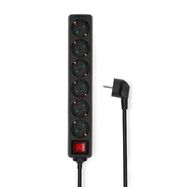 Extension Socket | Type F (CEE 7/7) | 6-Way | 3.00 m | 3680 W | 16 A | Kind of grounding: Side Contacts | 230 V AC 50/60 Hz | Socket angle: 45 ° | H05VV-F 3G1.5mm² | On/Off switch | Black