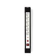 Extension Socket with Surge Protection | 6-Way | Type F (CEE 7/7) | 3.00 m | 3500 W | 16 A | Kind of grounding: Side Contacts | Socket angle: 45 ° | H05VV-F 3G1.5mm² | On/Off switch | Black / White