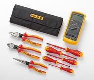 Fluke 87V Industrial Multimeter + Hand Tools Starter Kit (5 insulated screwdrivers and 3 insulated pliers), Fluke