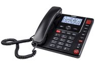Big button corded telephone with display for seniors Black