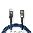 USB Cable | USB 2.0 | Apple Lightning 8-Pin | USB-C™ Male | 60 W | 480 Mbps | Nickel Plated | 2.00 m | Round | Braided / Nylon | Black / Blue | Cover Window Box