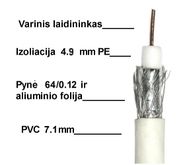 Кабель коаксиальный RG6U, Cu, 75ом, Ø7.1мм, белый