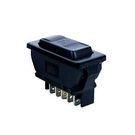 Rocker switch; (ON)-OFF-(ON) nenfixed, 5pins. 20A/12Vdc, 41.4x20.8mm, DPDT, black