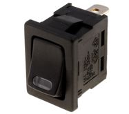 ROCKER выключатель; ВКЛ-ВЫКЛ, фиксированный, 2 контакта. 10A/250Vac, 21x15мм, SPST, красная светодиодная подсветка