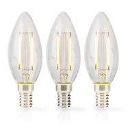 LED Filament Bulb E14 | Candle | 2 W | 250 lm | 2700 K | Warm White | Retro Style | 3 pcs | Clear