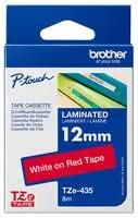TAPE, WHITE ON RED, 12MM