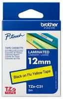 TAPE, BLACK ON YELLOW, 12MM W, 5M L