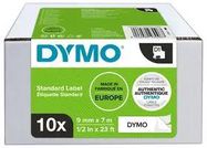 LABEL PRINTER TAPE, 9MM X 7M, BLK/WHT