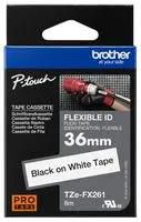 TAPE, LABEL PRINTER, BLK/WHT, 8MX36MM