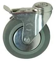 SWIVEL BRAKED RUBBER CASTOR 125MM