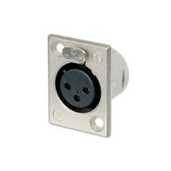 3 pole female receptacle, solder contacts, Nickel housing, silver contacts