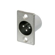 3 pole male receptacle, solder contacts, Nickel housing, silver contacts