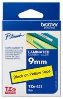 LABEL PRINTER TAPE, BLK ON YLW, 8MX9MM