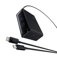 Stalinis išmanus įkroviklis Digital GaN 240W USB + 3xUSB-C + DC 5.5mm PD3.1 su USB-C 1m laidu, juodas