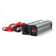 Power Inverter Modified Sine Wave | Input voltage: 12 V DC | Device power output connection(s): Type F (CEE 7/3) / USB-A | 230 V AC 50 Hz | 600 W | Peak power output: 1200 W | Battery Clamps + Cigarette Lighter | Silver