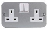 SOCKET SWITCHED, METALCLAD, 2GANG